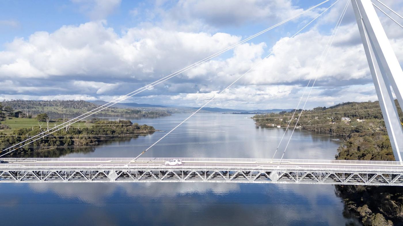 A real ZBR aerial photo: the Batman Bridge over the Tamar River