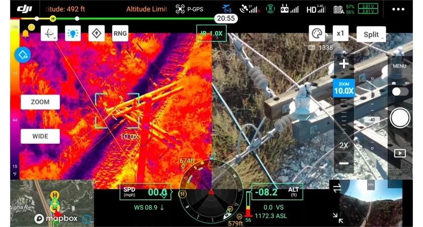 A real ZBR thermal image and zoom image of the same roof, side by side